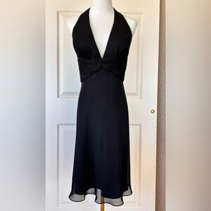 Morrell Maxie Halter Fit & Flare Dress Beads Lined Size 6
